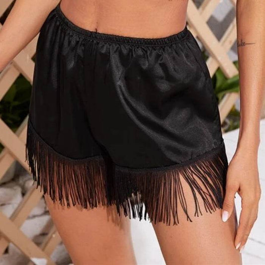 Sexy Cami Short Fringe Hem Nightwear Fashion Homedress - Mubimart