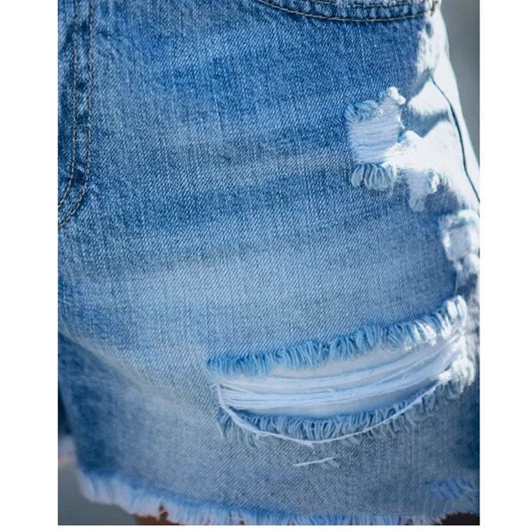 Fringed Denim Shorts Ripped Stitching Ladies Jeans Shorts Women - Mubimart