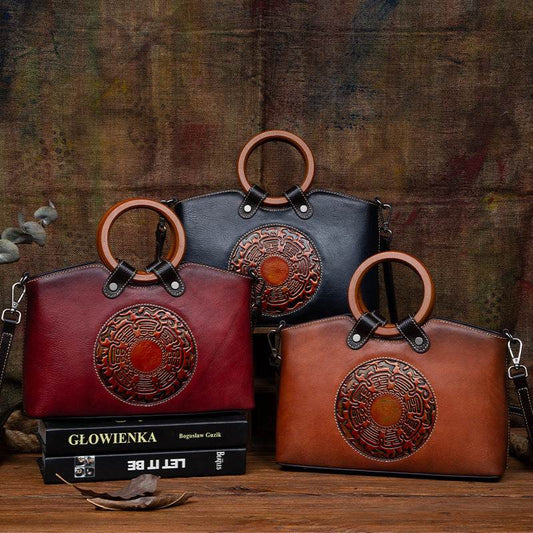 Fashion Vintage Designer Ladies Bags Genuine Leather Womens Handbags For Women Shoulder Bag - Mubimart