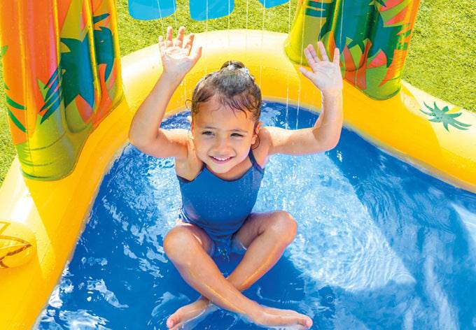 Dinosaur Volcano Inflatable Swimming Pool Paddling Pool - Mubimart