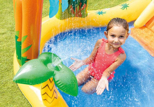 Dinosaur Volcano Inflatable Swimming Pool Paddling Pool - Mubimart