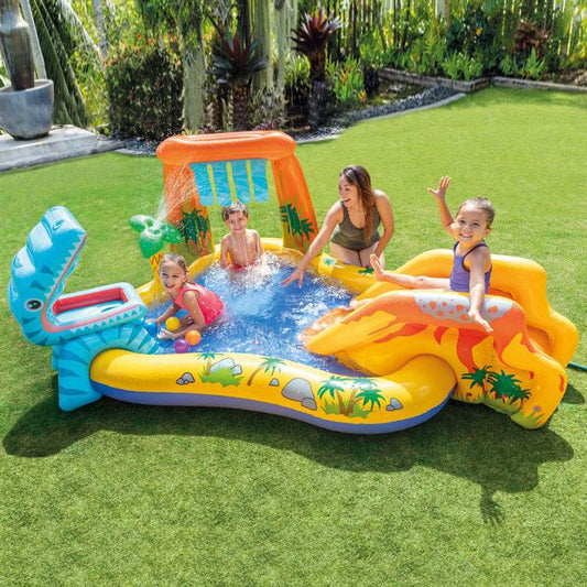 Dinosaur Volcano Inflatable Swimming Pool Paddling Pool - Mubimart