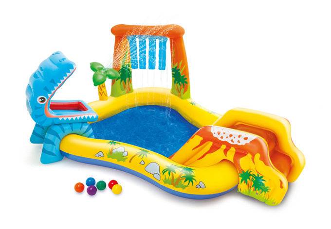 Dinosaur Volcano Inflatable Swimming Pool Paddling Pool - Mubimart