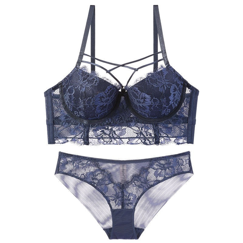 Lingerie Feminine Lace Bra Set With Underwire Bra - Mubimart -  