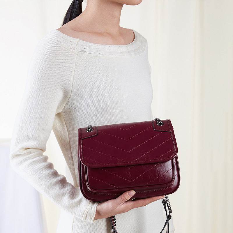 Bag Women Bag Cowhide Shoulder Bag Women - Mubimart