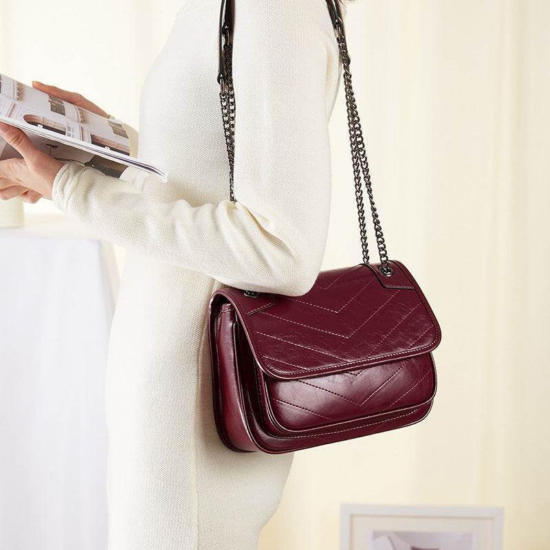 Bag Women Bag Cowhide Shoulder Bag Women - Mubimart