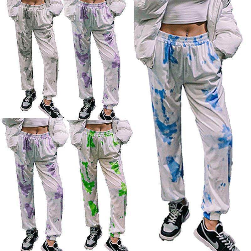Fashion Tie Dye Sweatpants Women Cotton Trousers High Street Joggers Casual Style - Mubimart