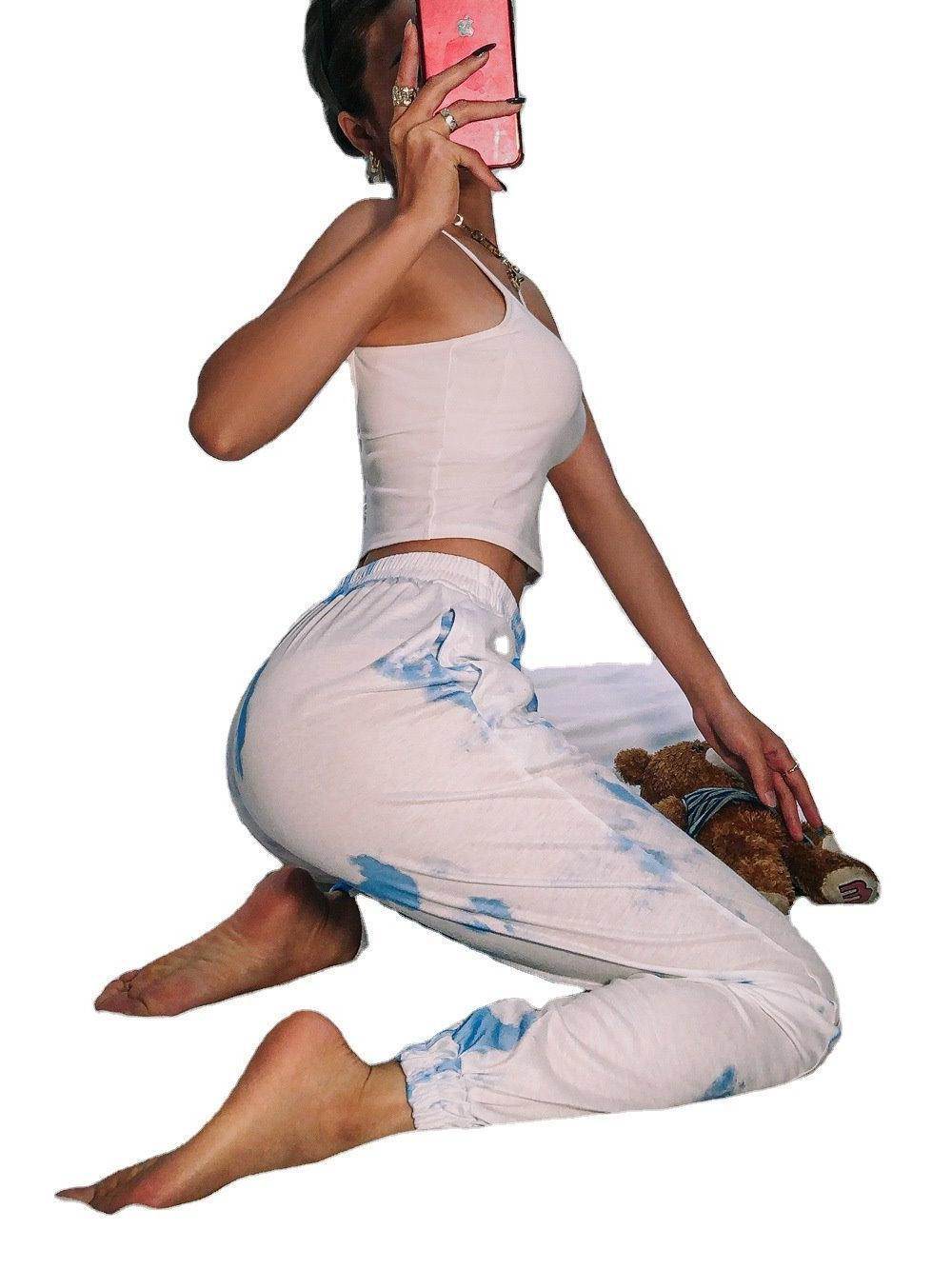 Fashion Tie Dye Sweatpants Women Cotton Trousers High Street Joggers Casual Style - Mubimart