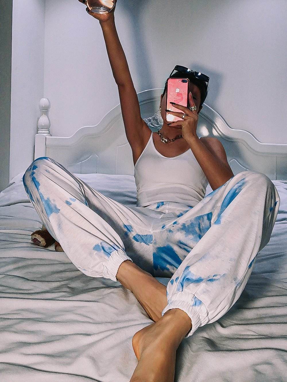 Fashion Tie Dye Sweatpants Women Cotton Trousers High Street Joggers Casual Style - Mubimart