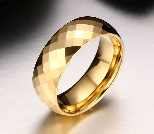 Vnox Men Ring Tungsten Jewelry Gold Color Custom Name Wedding Gift US size 7 8 9 10 11 12 13 - Mubimart