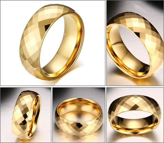 Vnox Men Ring Tungsten Jewelry Gold Color Custom Name Wedding Gift US size 7 8 9 10 11 12 13 - Mubimart