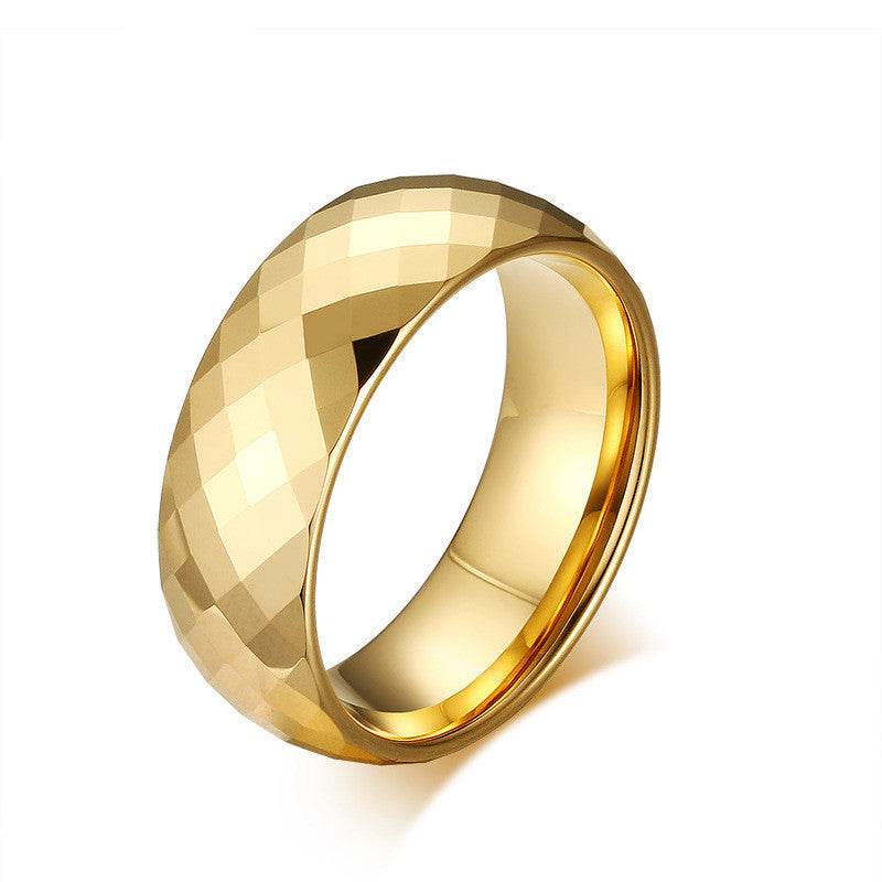 Vnox Men Ring Tungsten Jewelry Gold Color Custom Name Wedding Gift US size 7 8 9 10 11 12 13 - Mubimart