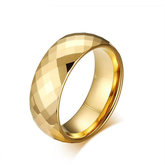 Vnox Men Ring Tungsten Jewelry Gold Color Custom Name Wedding Gift US size 7 8 9 10 11 12 13 - Mubimart