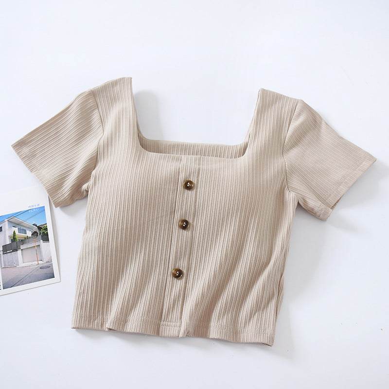 Comes With Chest Pad And Short-sleeved Short-sleeved Bra And Cup Bottoming Shirt - Mubimart