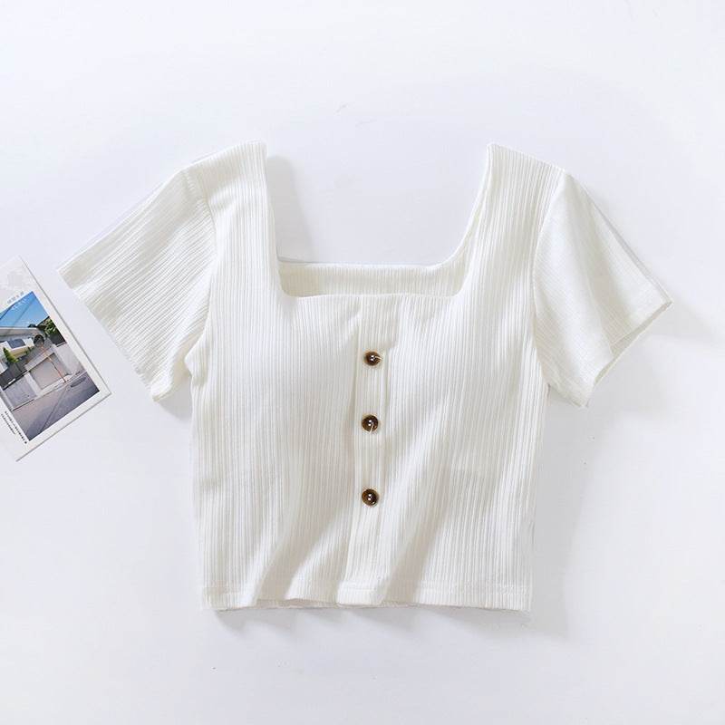 Comes With Chest Pad And Short-sleeved Short-sleeved Bra And Cup Bottoming Shirt - Mubimart