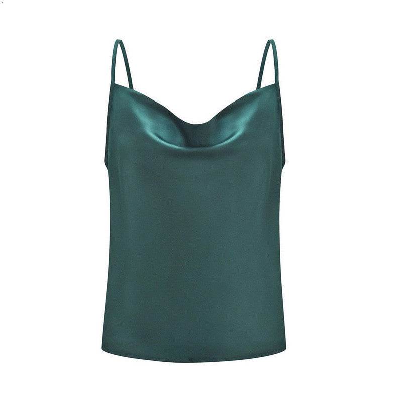 Silk Swing Collar Small Camisole Top - Mubimart