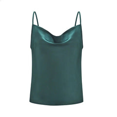 Silk Swing Collar Small Camisole Top - Mubimart -  