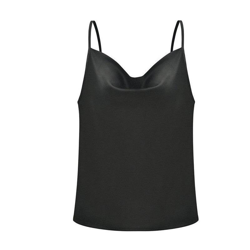 Silk Swing Collar Small Camisole Top - Mubimart