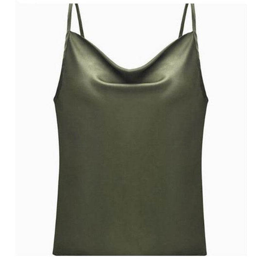 Silk Swing Collar Small Camisole Top - Mubimart