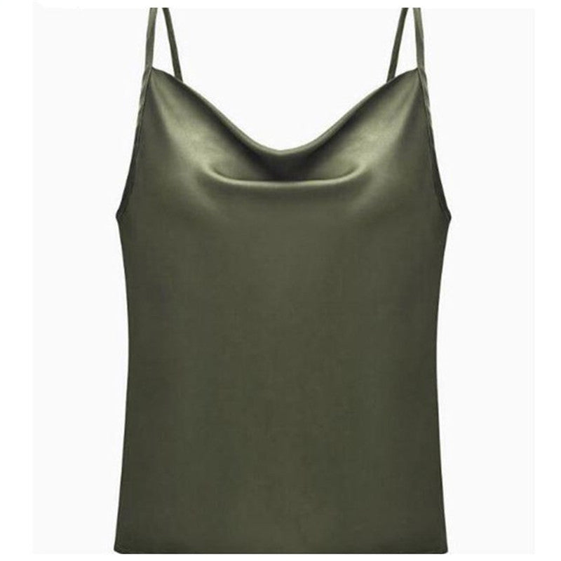 Silk Swing Collar Small Camisole Top - Mubimart -  