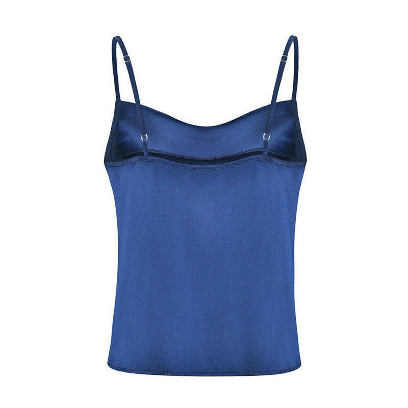 Silk Swing Collar Small Camisole Top - Mubimart -  