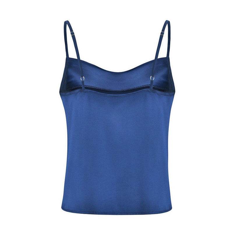 Silk Swing Collar Small Camisole Top - Mubimart
