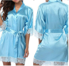 Sexy Faux Ice Silk Plus Size Nightgown - Mubimart -  