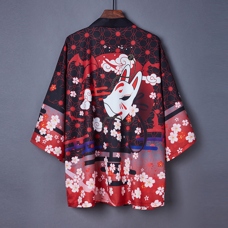 Printed Kimono Cloak Coat Road Robe Pajamas Cardigan Women - Mubimart - Robe 