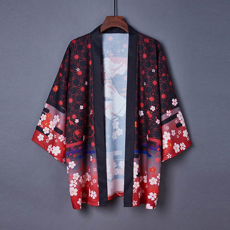 Printed Kimono Cloak Coat Road Robe Pajamas Cardigan Women - Mubimart