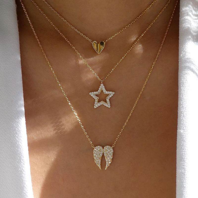 17KM-Multilayer Butterfly Pearl Necklace For Women Gold Pearl Choker Sun Star Jewelry Gift - Mubimart