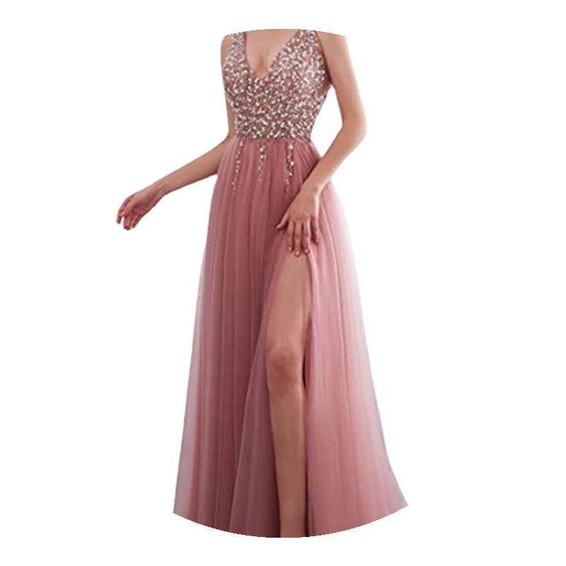 Deep V Club WeDDing DreSS Slim Women DreSSeS Office Printing - Mubimart
