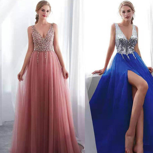 Deep V Club WeDDing DreSS Slim Women DreSSeS Office Printing - Mubimart