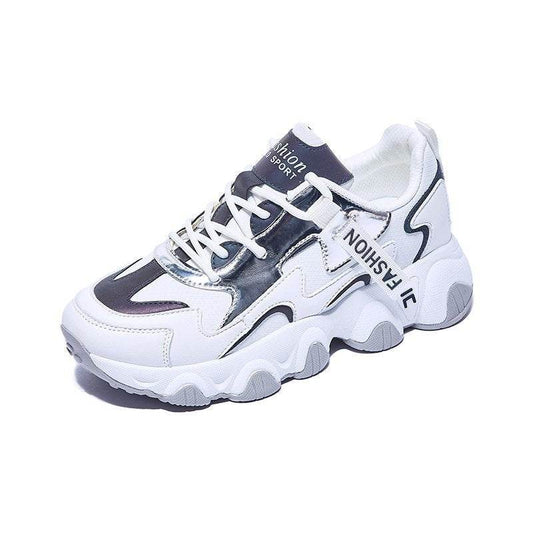 Chunky Leather Sneaker Women Spring Autumn Fashionable - Mubimart