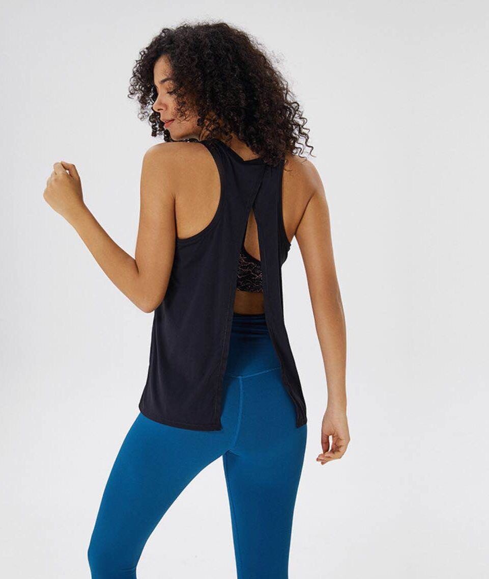 Yoga Top Sports Shirt Yoga Tank Top Women Loose Shirt Ladies Workout Tops Workout Shirt - Mubimart -  
