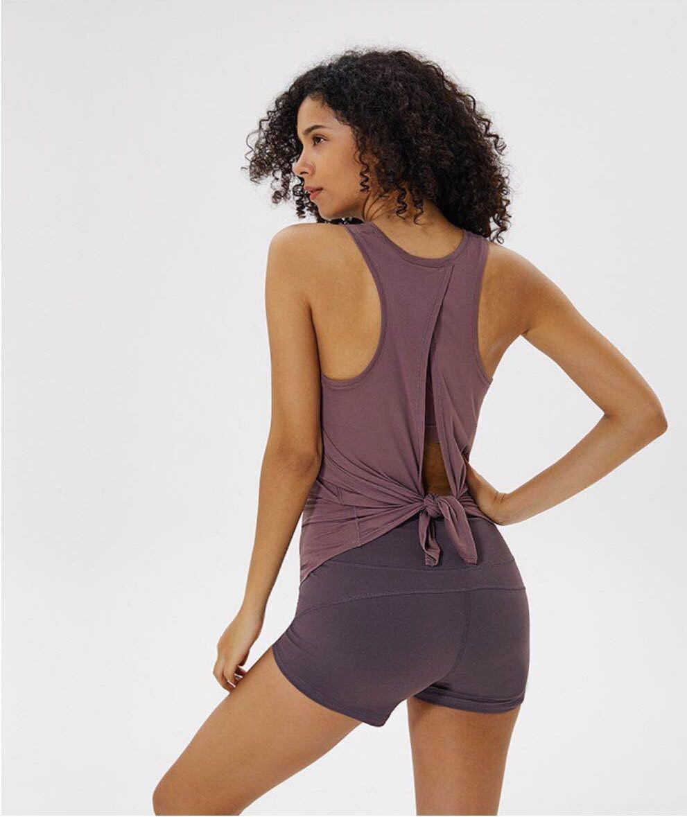 Yoga Top Sports Shirt Yoga Tank Top Women Loose Shirt Ladies Workout Tops Workout Shirt - Mubimart -  