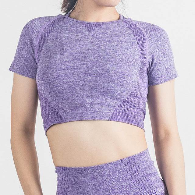 Seamless Yoga Top Fitness Long Sleeve Women Gym Crop Top - Mubimart