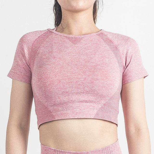 Seamless Yoga Top Fitness Long Sleeve Women Gym Crop Top - Mubimart
