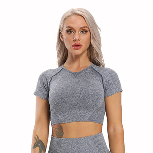 Seamless Yoga Top Fitness Long Sleeve Women Gym Crop Top - Mubimart -  