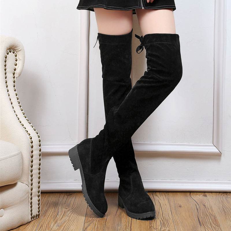 Women's Thick Heel Over The Knee Boots - Mubimart