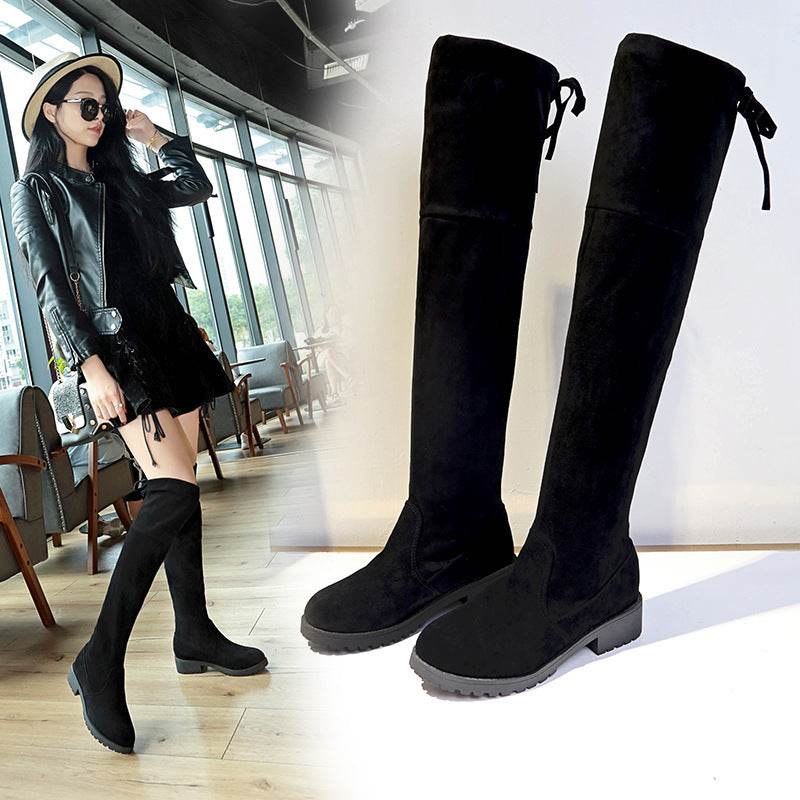 Women's Thick Heel Over The Knee Boots - Mubimart