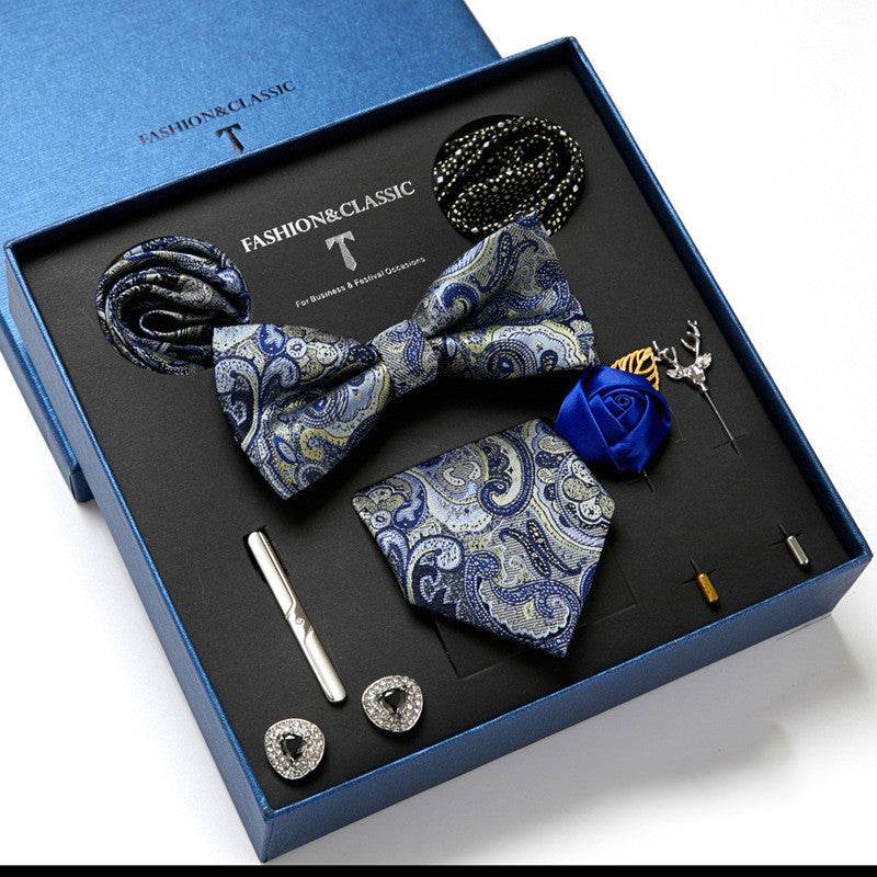 New Men's Gift Box Tie Fashion Business Striped Necktie Square Scarf Combination Set Gift Box Gift - Mubimart