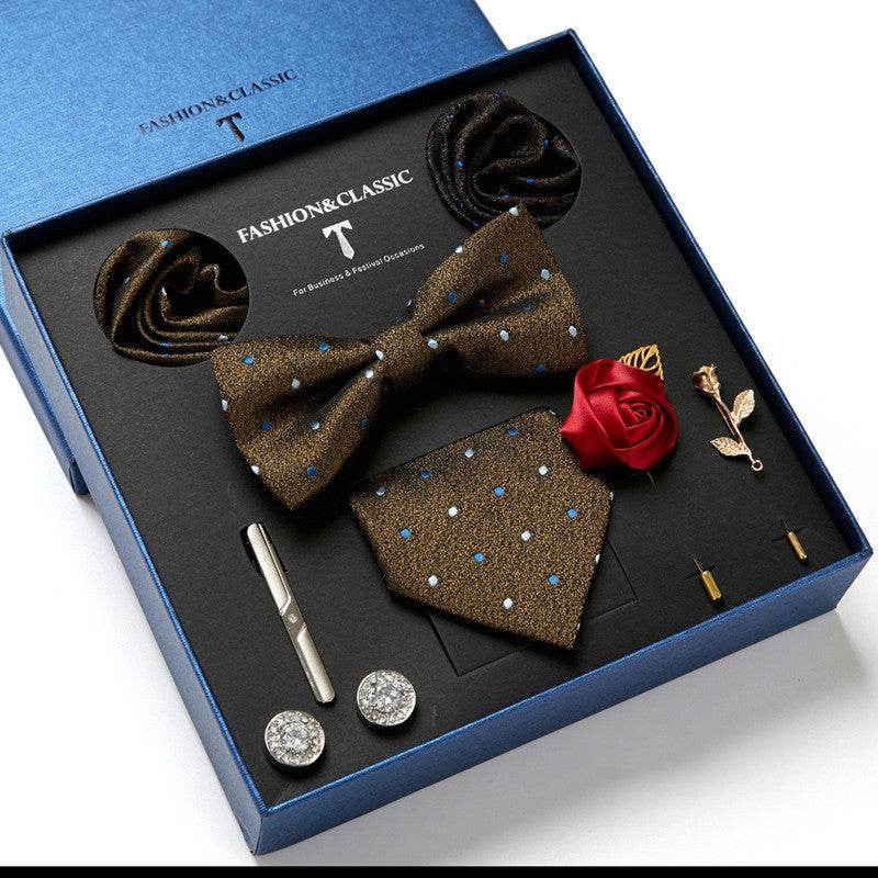 New Men's Gift Box Tie Fashion Business Striped Necktie Square Scarf Combination Set Gift Box Gift - Mubimart