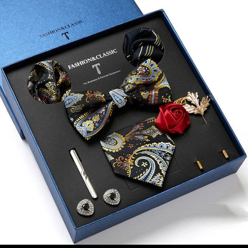 New Men's Gift Box Tie Fashion Business Striped Necktie Square Scarf Combination Set Gift Box Gift - Mubimart