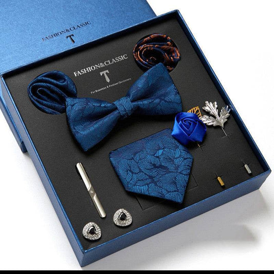 New Men's Gift Box Tie Fashion Business Striped Necktie Square Scarf Combination Set Gift Box Gift - Mubimart