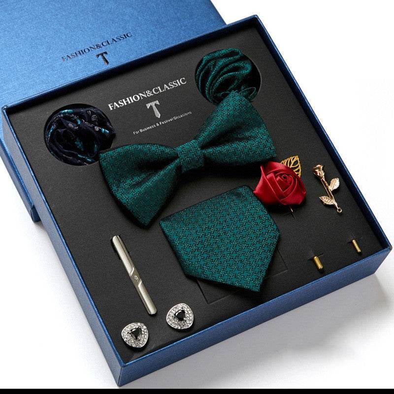 New Men's Gift Box Tie Fashion Business Striped Necktie Square Scarf Combination Set Gift Box Gift - Mubimart