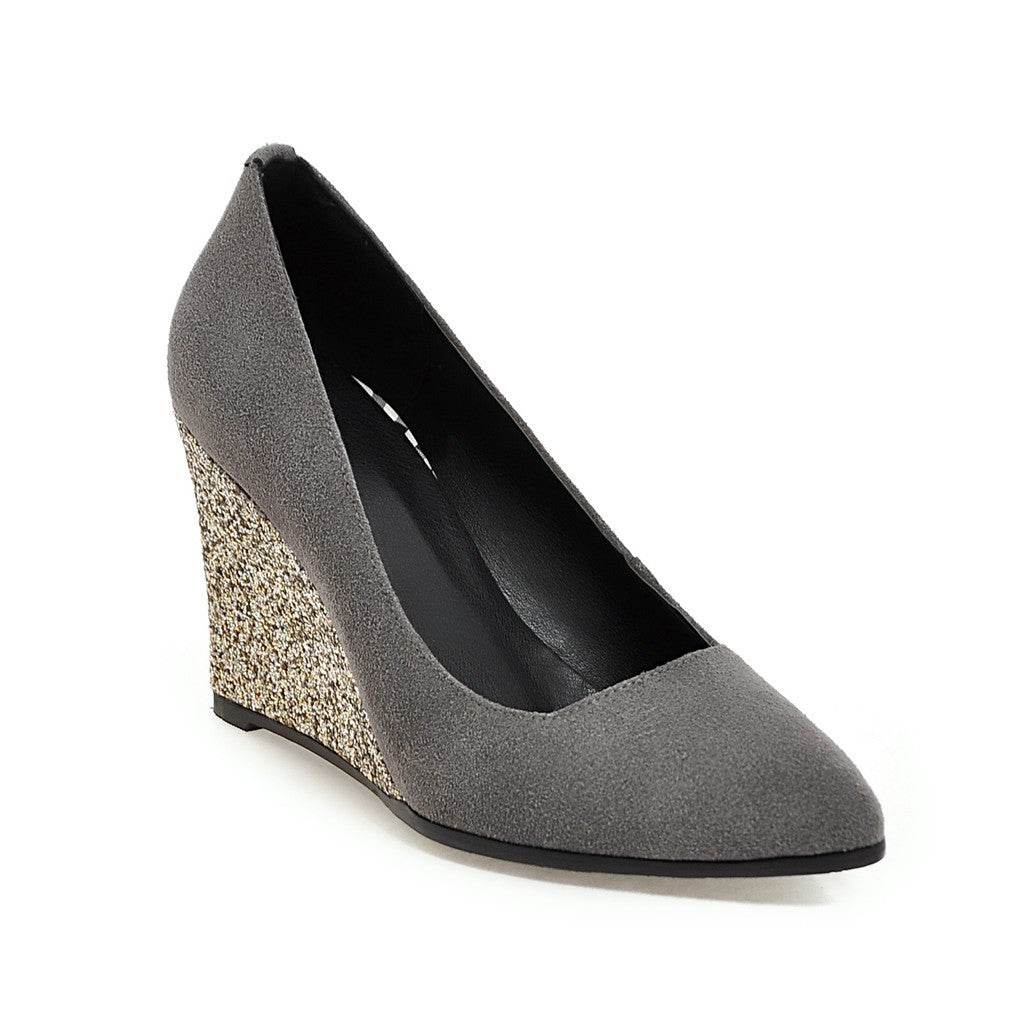 Korean Suede Pointed Toe All-match Shallow Mouth High Heels Work Shoes - Mubimart