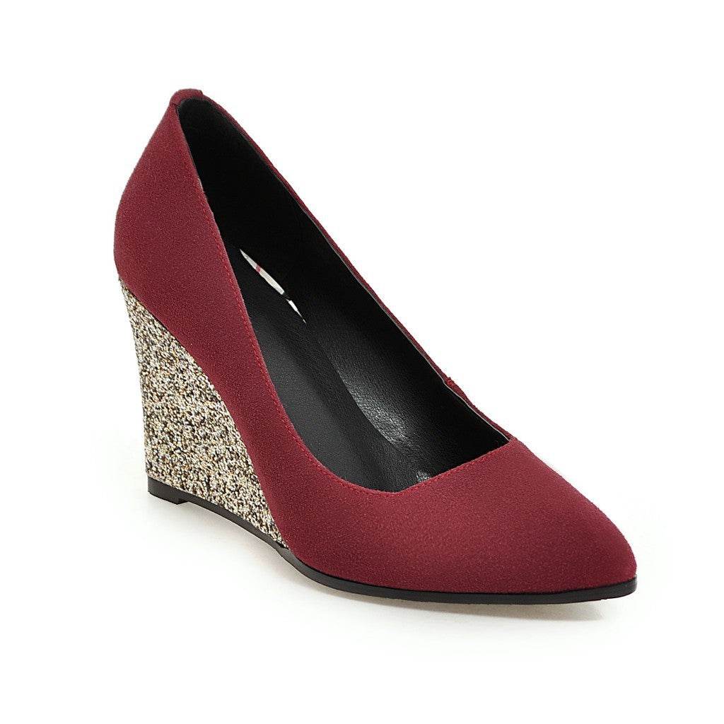 Korean Suede Pointed Toe All-match Shallow Mouth High Heels Work Shoes - Mubimart