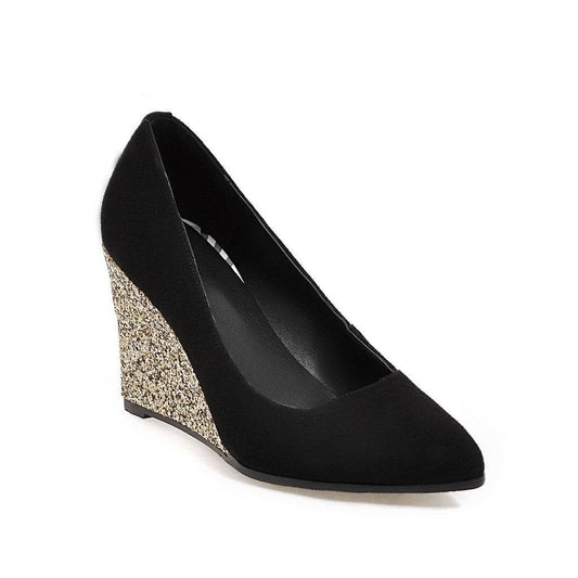 Korean Suede Pointed Toe All-match Shallow Mouth High Heels Work Shoes - Mubimart