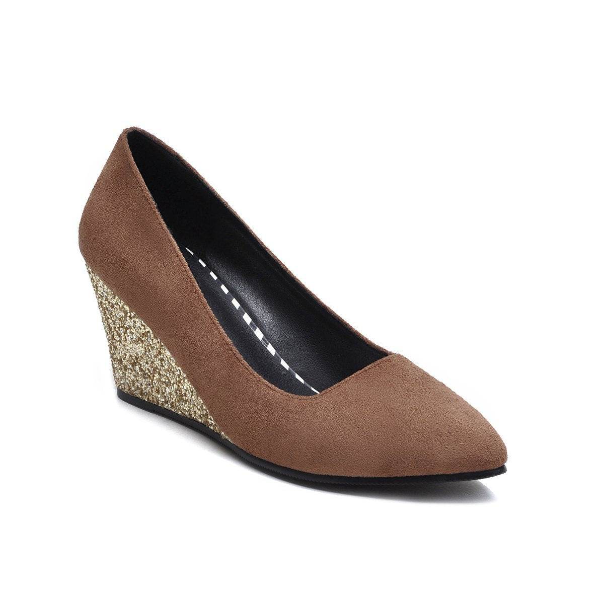 Korean Suede Pointed Toe All-match Shallow Mouth High Heels Work Shoes - Mubimart
