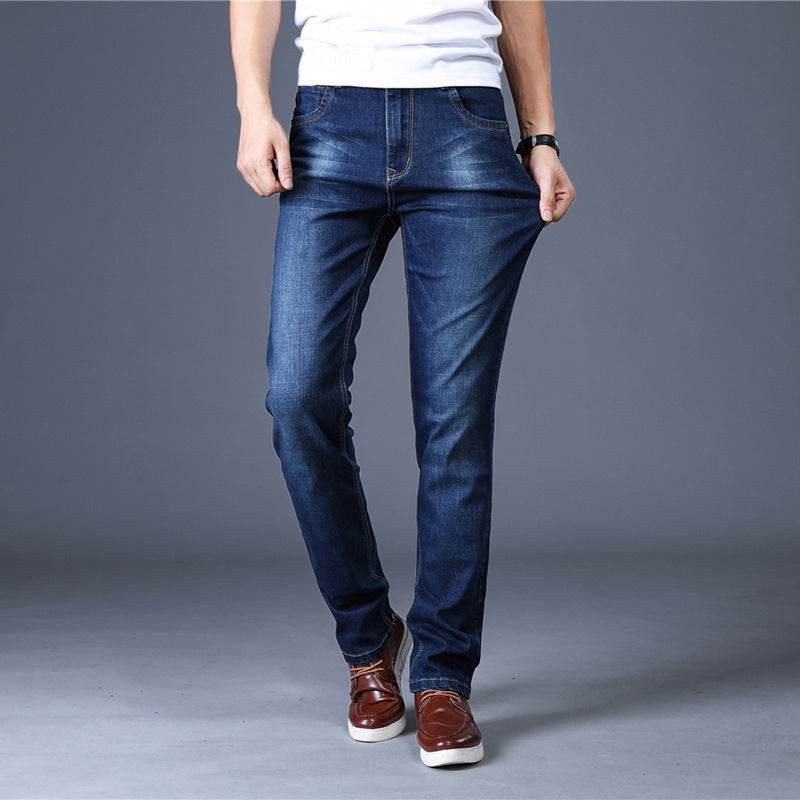 Jeans Men's Slim Men's Jeans Men's Jeans Men's Straight-leg Stretch Trousers - Mubimart